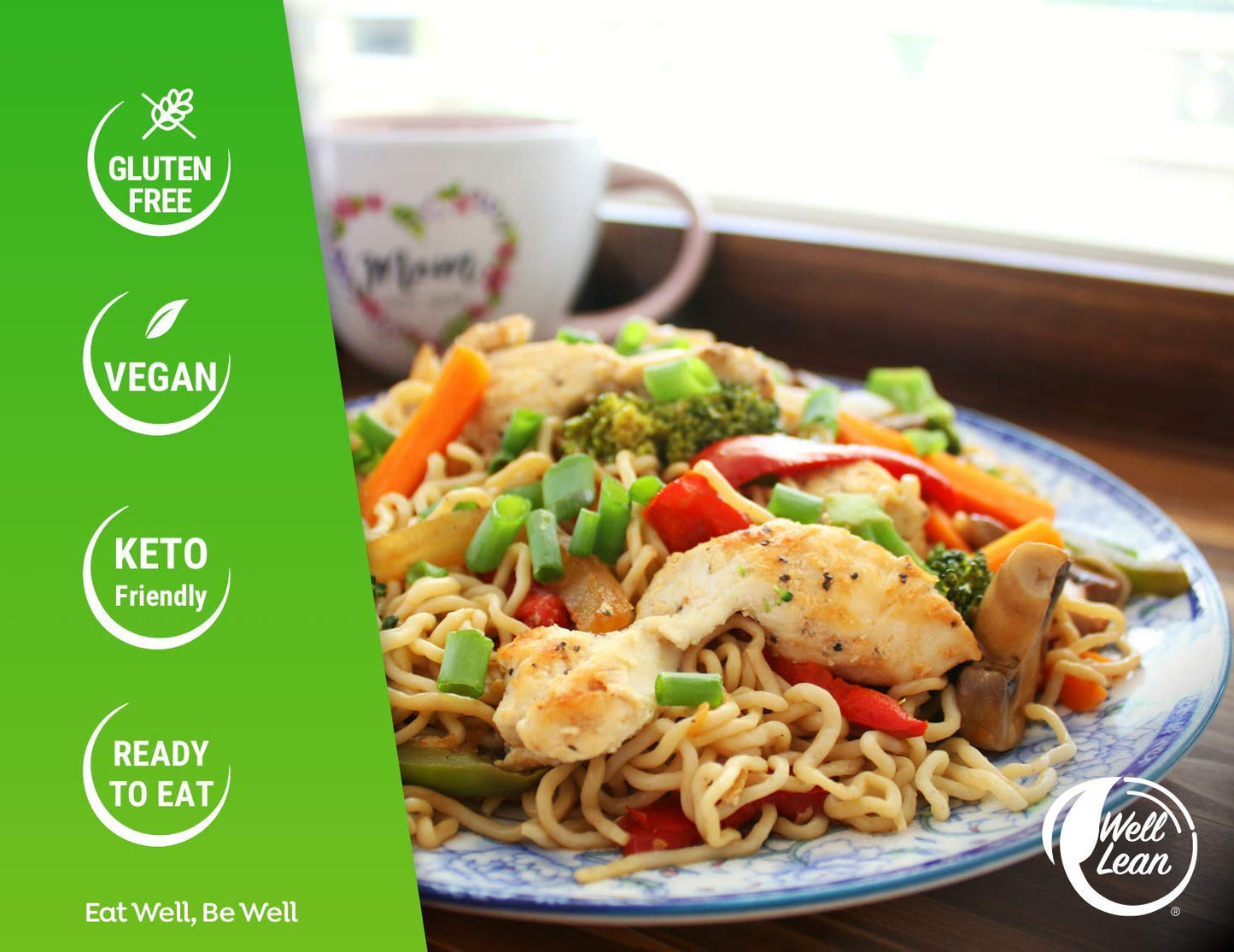 Well Lean Organic Konjac Shirataki Noodles - Zero Carb, Keto Pasta, Usda Organic Healthy Noodles - Low Carb Pasta - 100% Plant-B