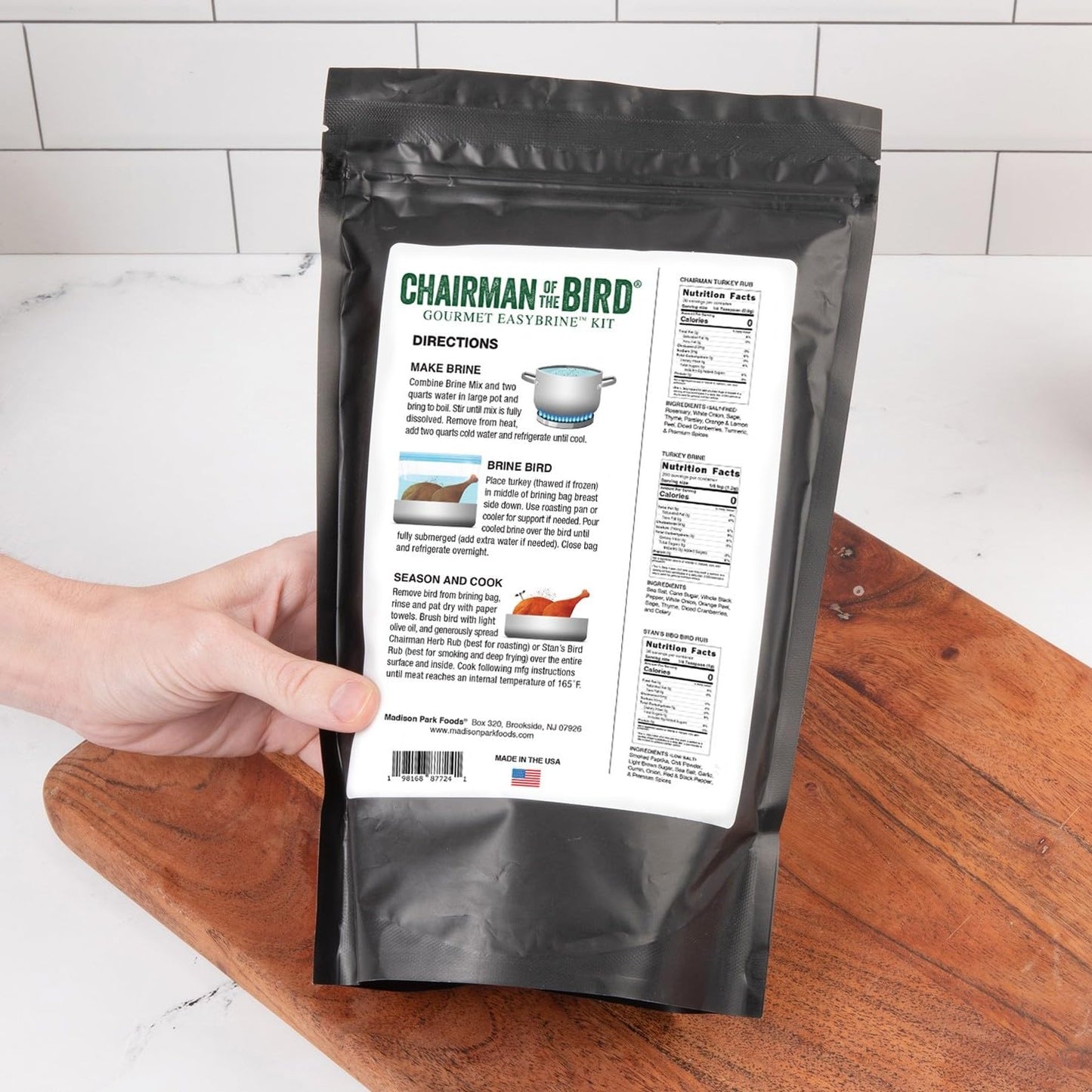 Chairman of the Bird Gourmet Turkey Brine and Rub Kit - enhanced Brine Mix  Custom BPA-Free XL Brine Bag and 2 Turkey Rub Seasonings - All Natural Gluten-Free Non-GMO No MSG  16 Ounces