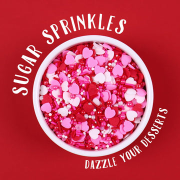 Valentines Sprinkles For Baking 4.2Oz White Red Pink Jimmies And Heart Sprinkles For Cake Decorating Valentine Sprinkles For Coo