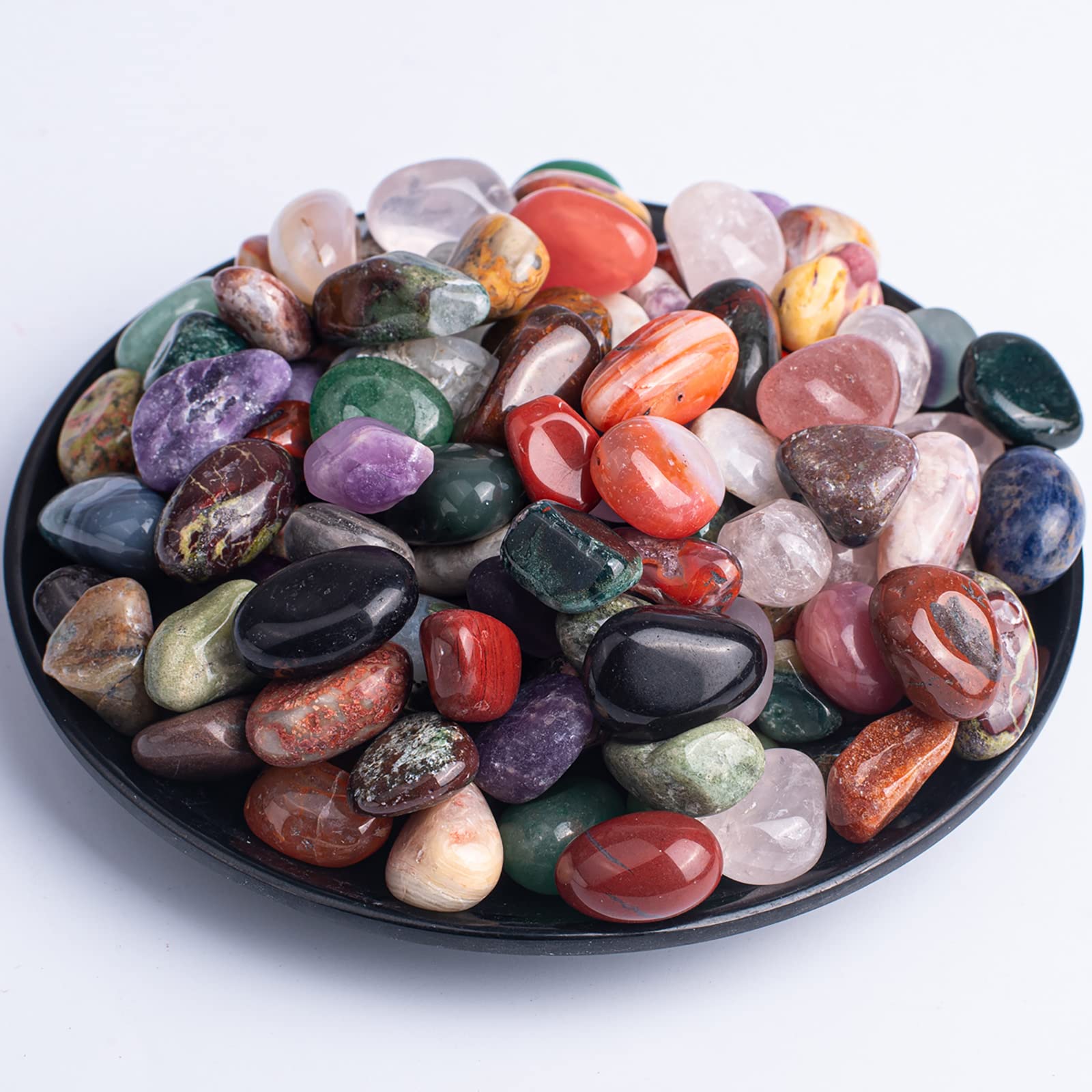 Sigmntun Polished Stone Set - 72 Pcs Handpicked Natural Tumbled Stones And Crystals Bulk For Healing, Reiki, Meditation, Witchcr