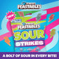 Feastables Mrbeast Strikes Sour Candy  Mixed Gummies With Watermelon  Green Apple  Strawberry  and Raspberry Flavors  Candy for mature-themeds & Kids as Snacks or Dessert  Made With Fairtrade Sugar  12CT