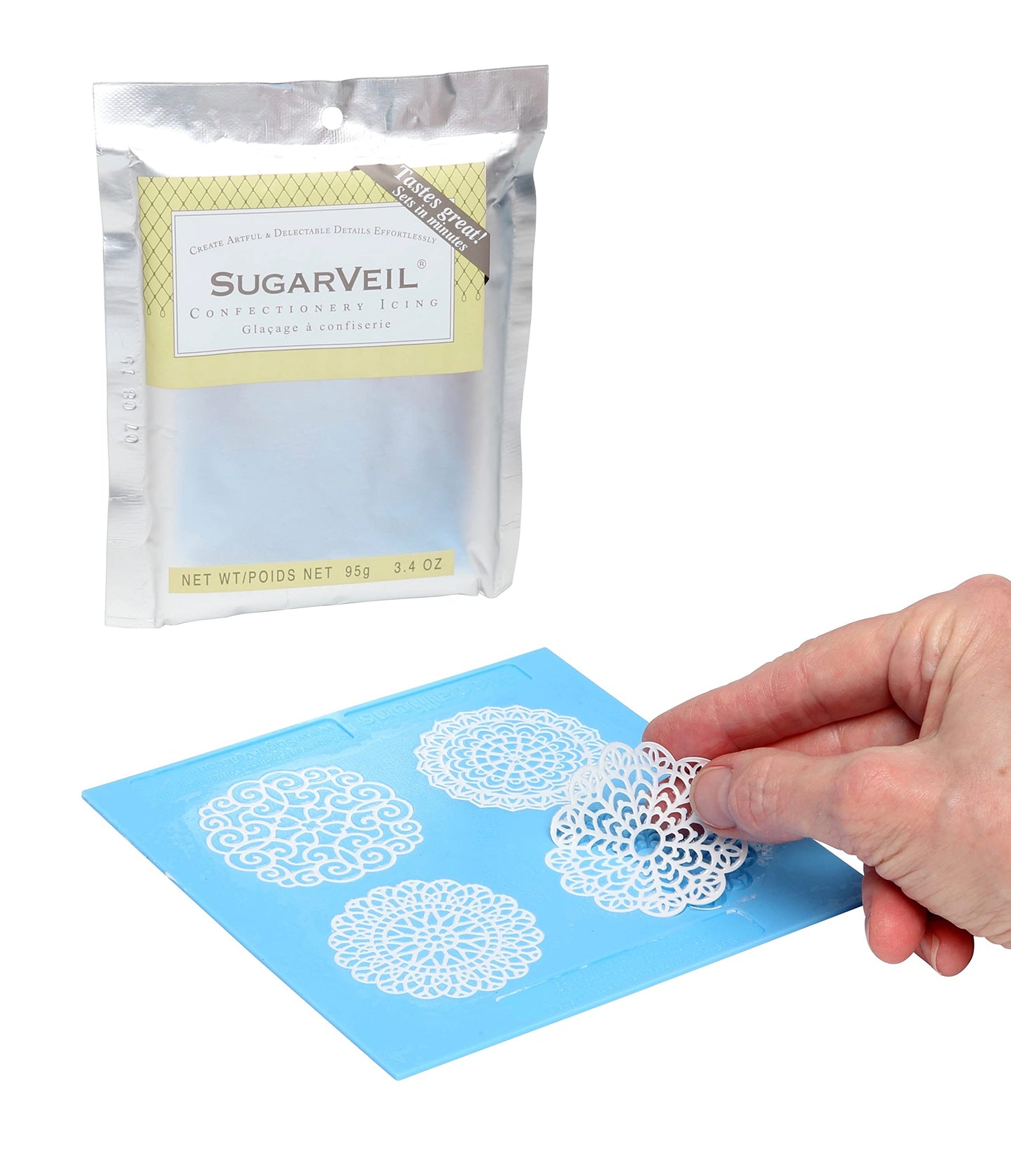 SugarVeil Medallion Topper Mat with White SugarVeil Icing
