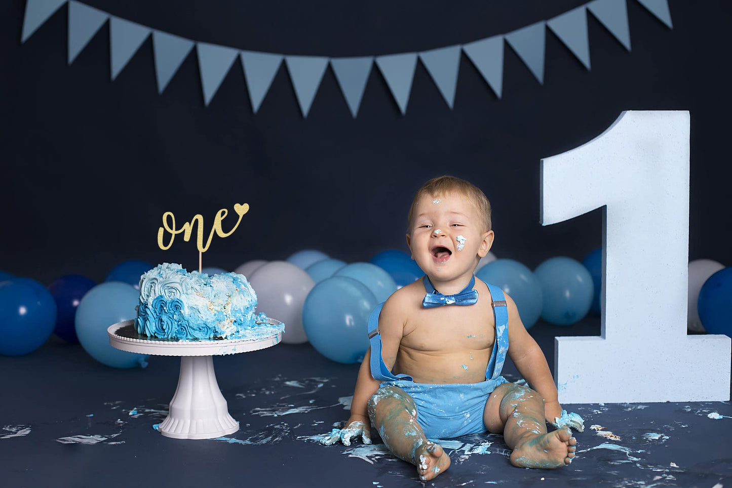 Ahaoray First Birthday Cake Topper - Gold Glitter Love One Birthday Cake Decorating Supplies, Perfect For Baby Shower/Gender Rev