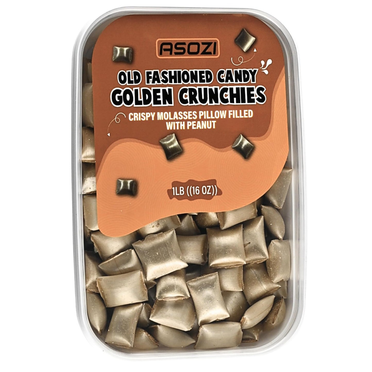 Peanut Butter Pillows Old Fashioned Candy-1Lb Golden Crunchies Molasses Peanut Butter Candy, In Resealable Bags - Perfect For The Holidays And Gifts 16Oz By Asozi