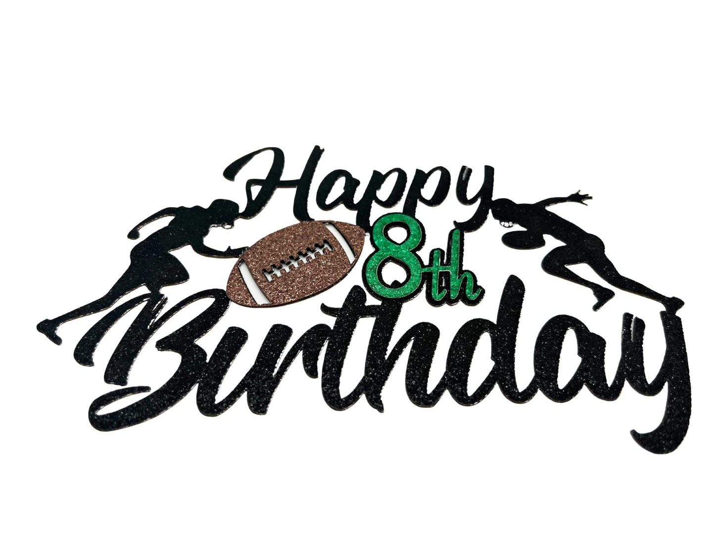Happy 8Th Birthday Football Cake Topper 8Th Birthday Party Decorations Eight Years Old Rugby Player Scene Cake Decoration For Ki
