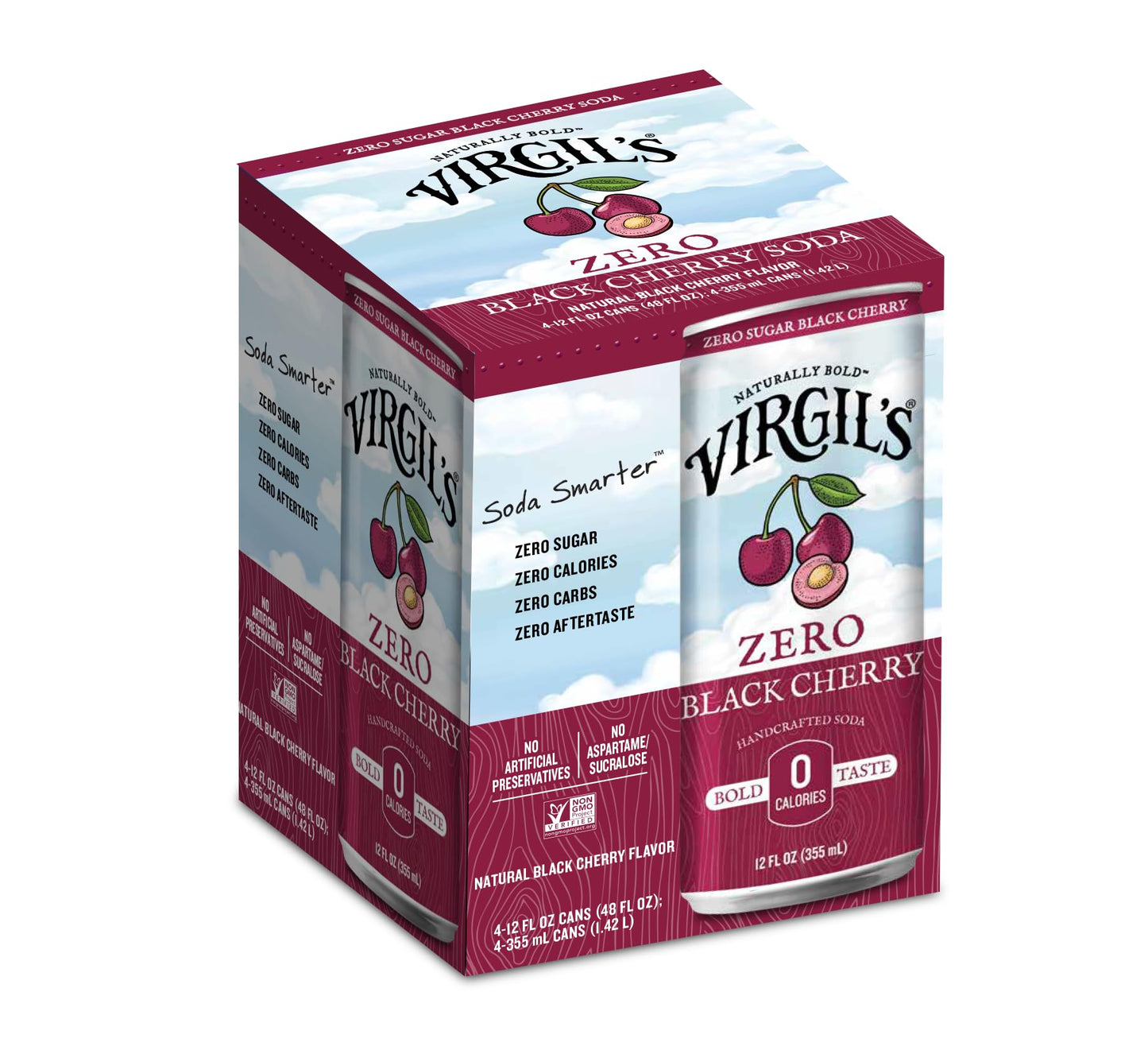Virgil'S - Soda Zero Sugar Black Cherry Can - Case Of 6 - 4/12 Fluid Ounces