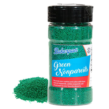 Bakerpan Green Nonpareils Sprinkles - 7 Ounces Green Sprinkles for Cake Decorating, Edible Nonpareils for Cupcakes, Ice Cream (M