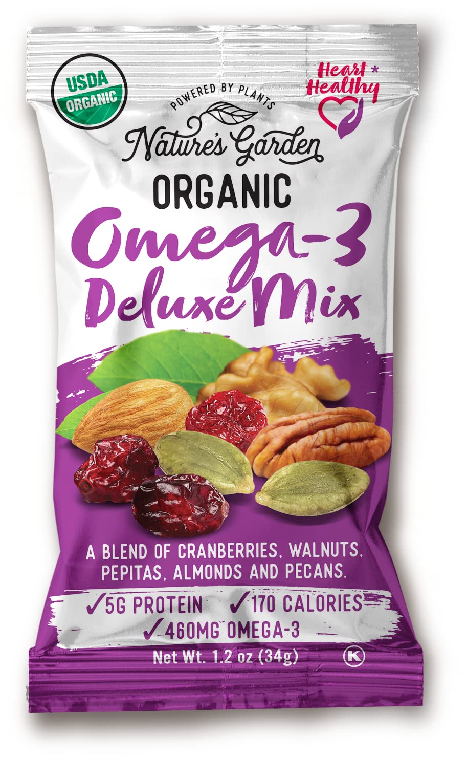 Nature'S Garden Organic Trail Mix Snack Packs - Trail Mix Variety, Energy Boosting, Heart Healthy, Omega-3 Rich, Cranberries, Pu