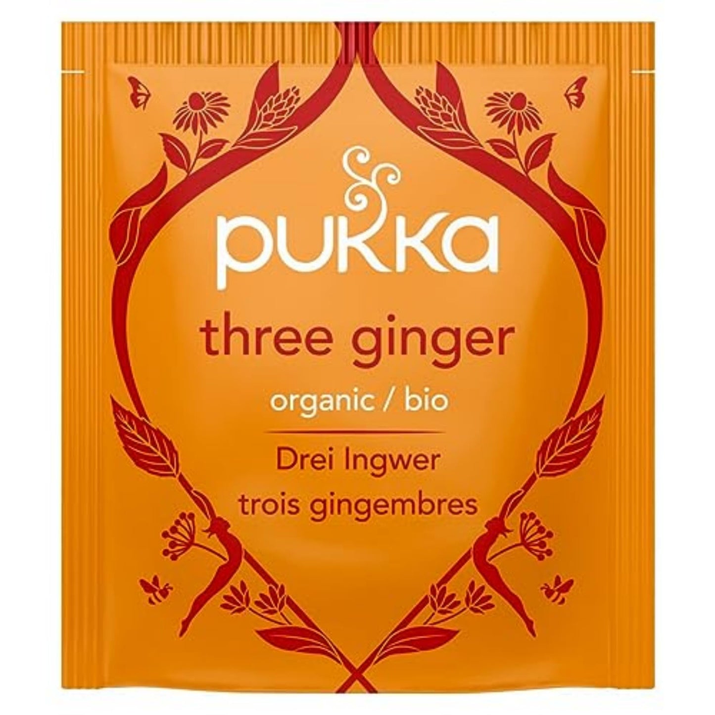 Pukka Three Ginger Herbal Tea Gift Set, Digestion-Aiding Infusion, 80 Tea Bags (4 Packs of 20), Caffeine Free, Model 69632935