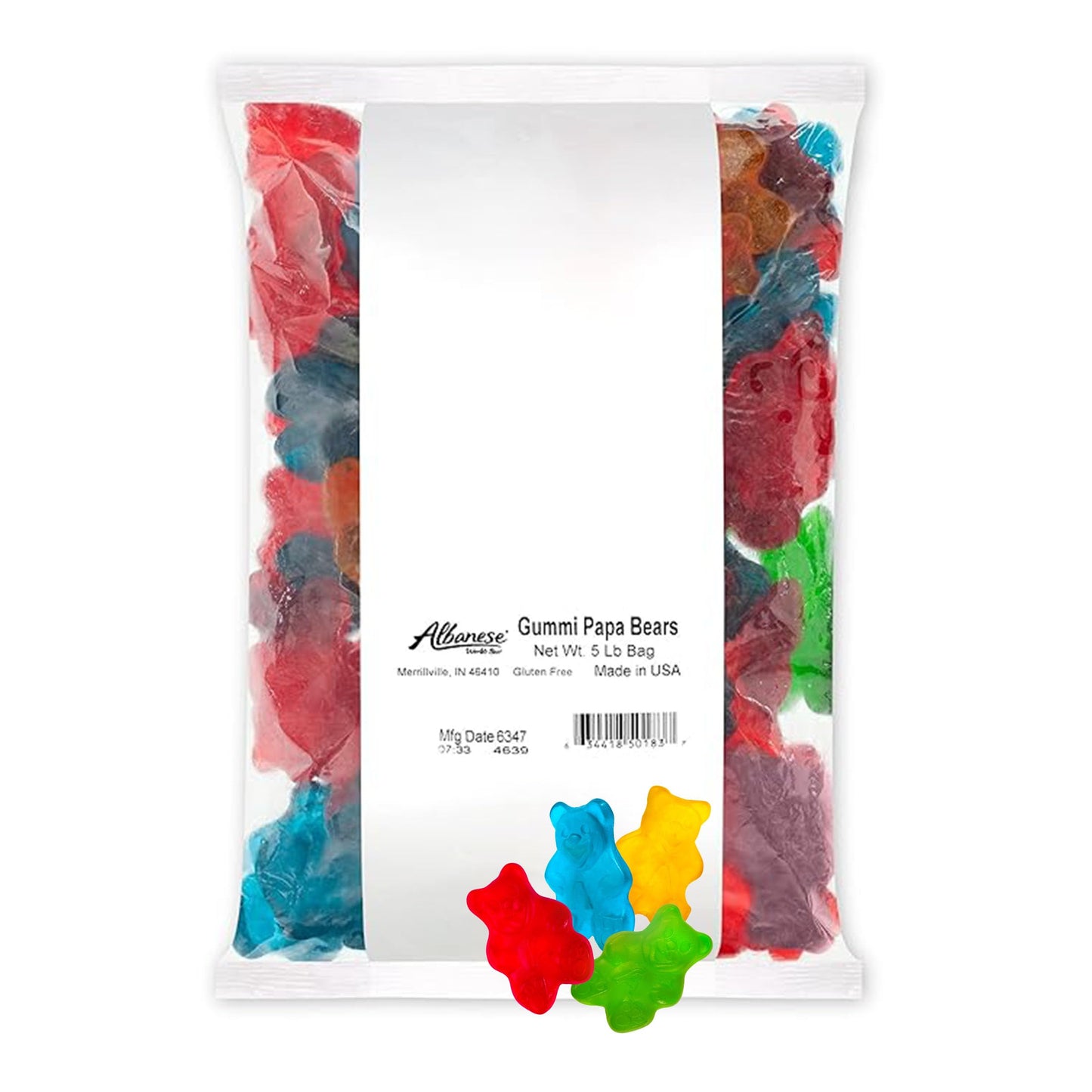 Albanese World's Best 4 Flavor Gummi Papa Bears, 5lbs of Candy