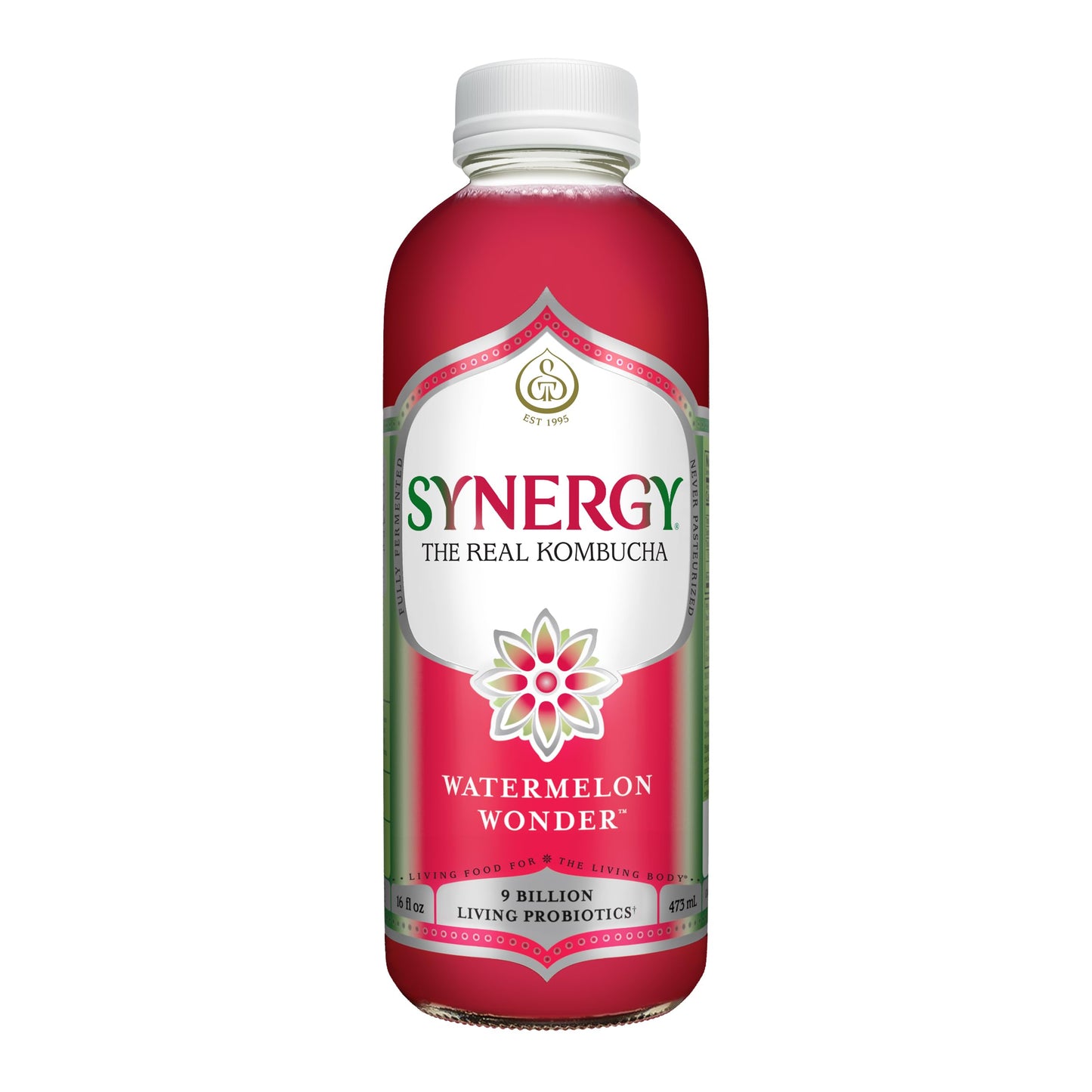 SYNERGY The Real Kombucha - Watermelon Wonder - 16 fl oz Bottle - Raw Probiotic Drink for Gut Health and Immune Support