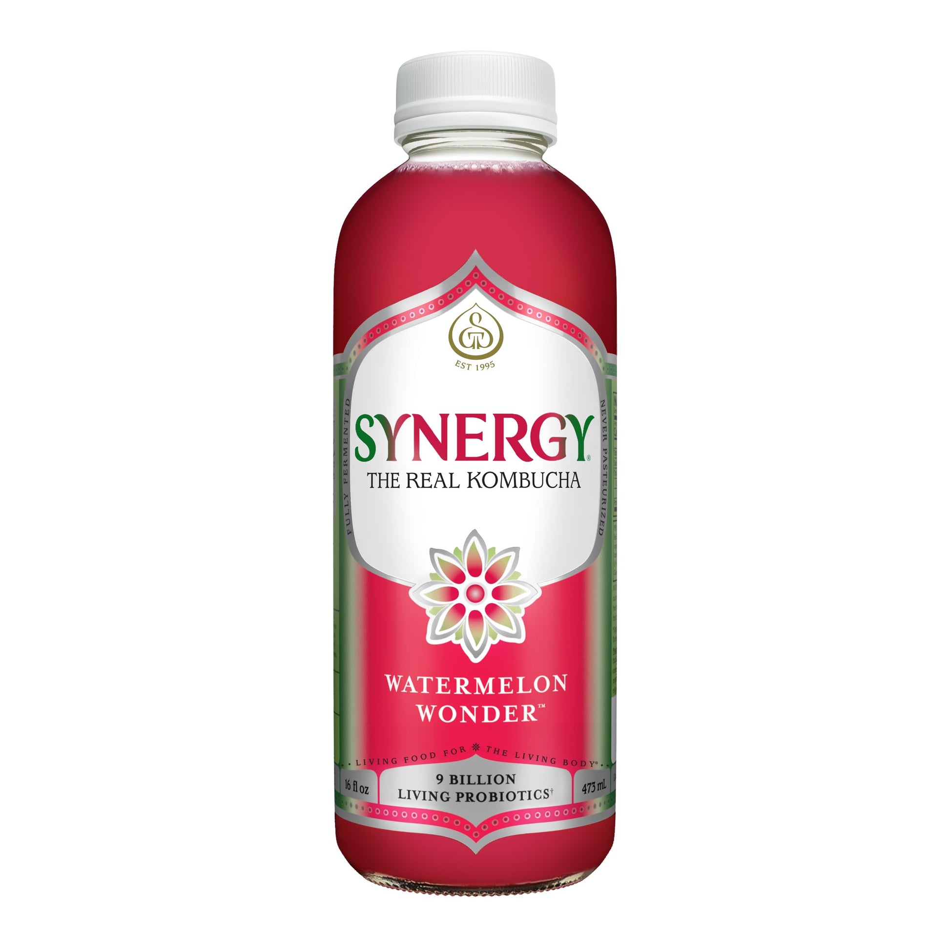 SYNERGY The Real Kombucha - Watermelon Wonder - 16 fl oz Bottle - Raw Probiotic Drink for Gut Health and Immune Support