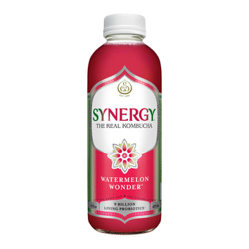 SYNERGY The Real Kombucha - Watermelon Wonder - 16 fl oz Bottle - Raw Probiotic Drink for Gut Health and Immune Support