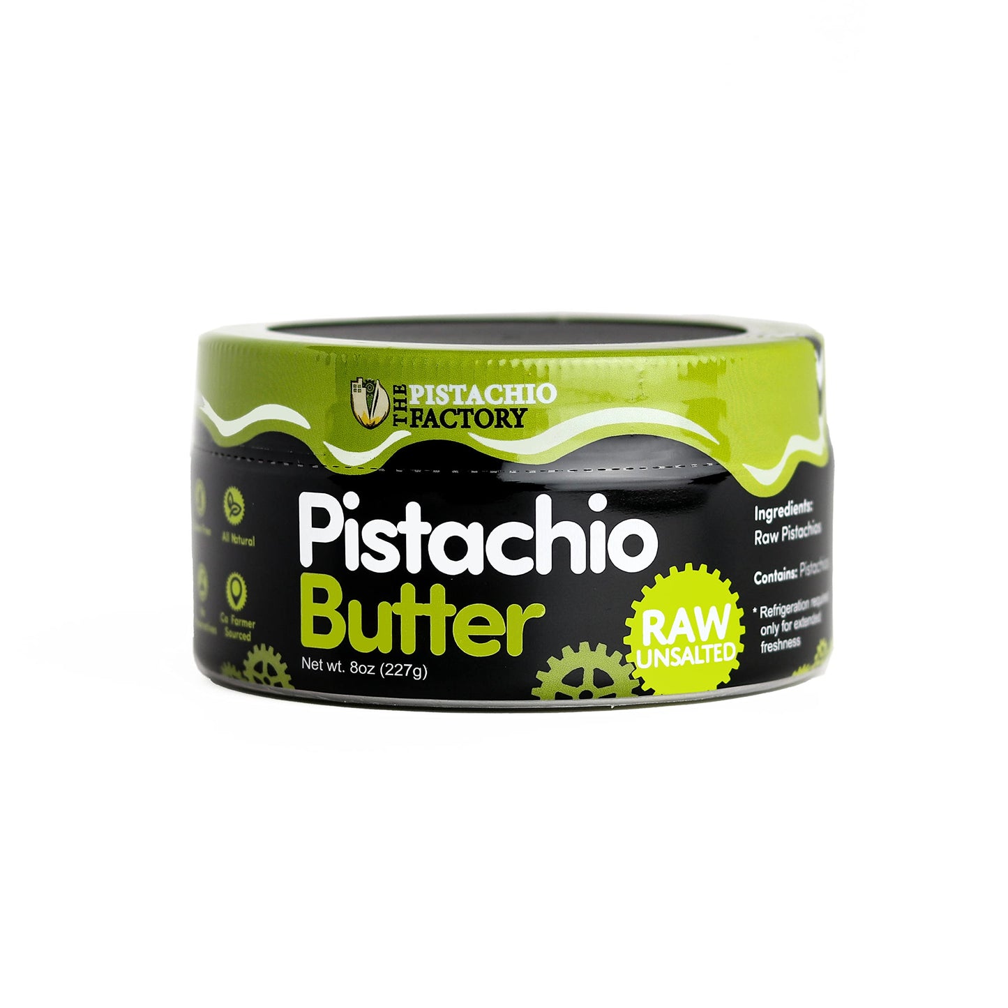 The Pistachio Factory Raw Unsalted Pistachio Butter, Vegan, Kosher, 8 Ounce