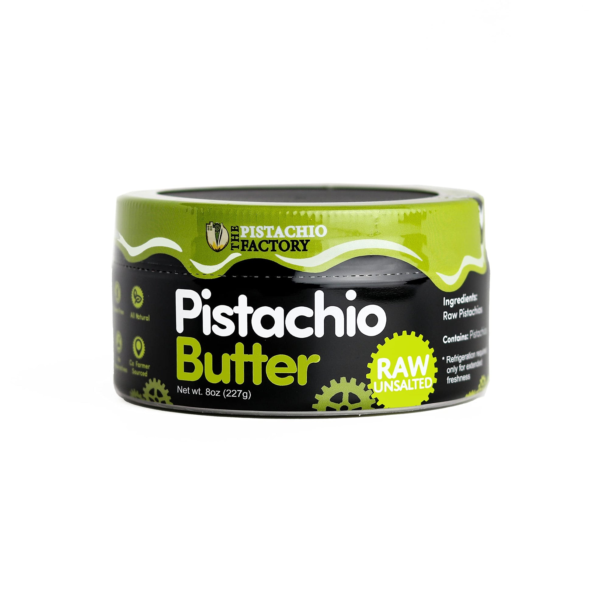 The Pistachio Factory Raw Unsalted Pistachio Butter, Vegan, Kosher, 8 Ounce