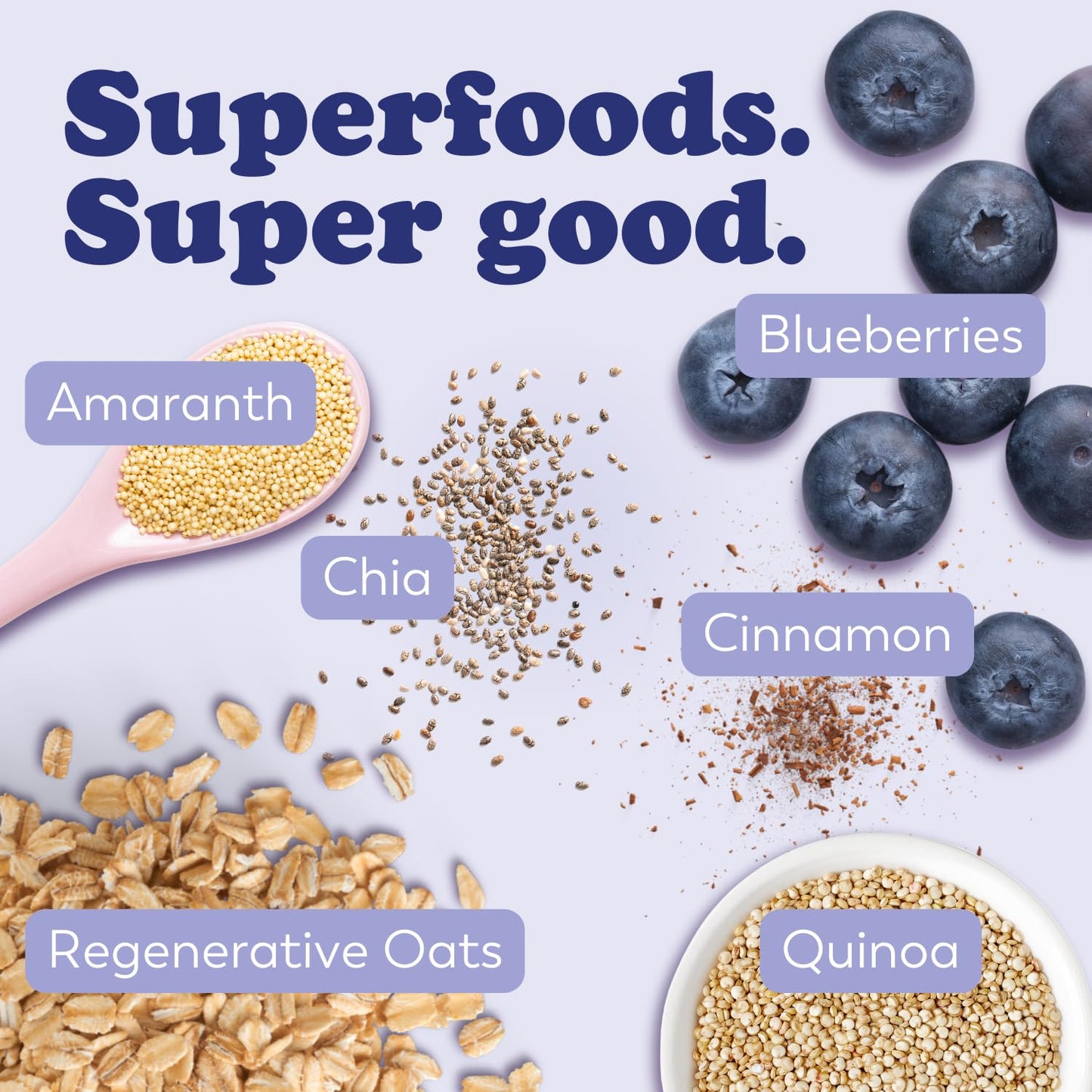 Earnest Eats Superfood Oatmeal, Hot Cereal With Quinoa, Superfood Blueberry Chia Blend, 75.6 Oz, Pack Of 6