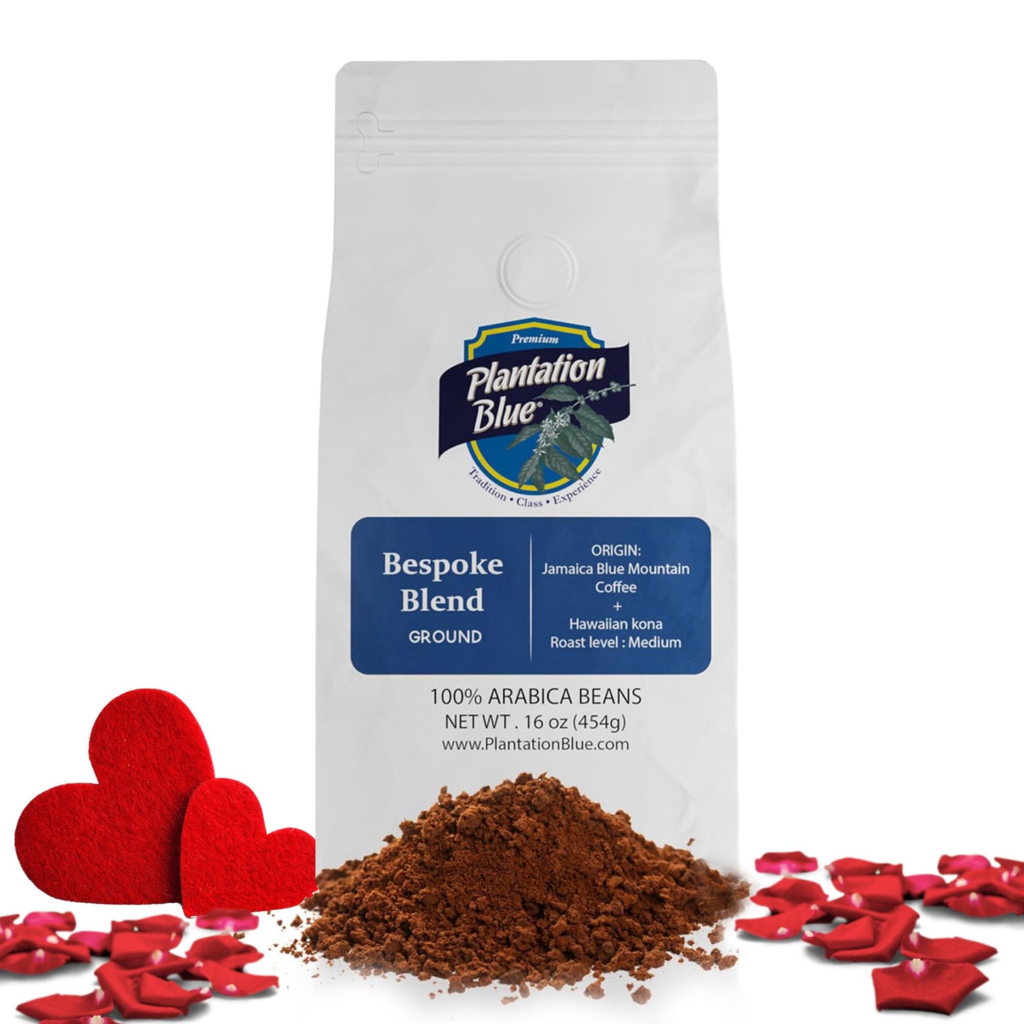 Plantation Blue Jamaica Blue Mountain And Hawaiian Kona Coffee Blend - Medium Roasted Coffee Ground (1Lb)
