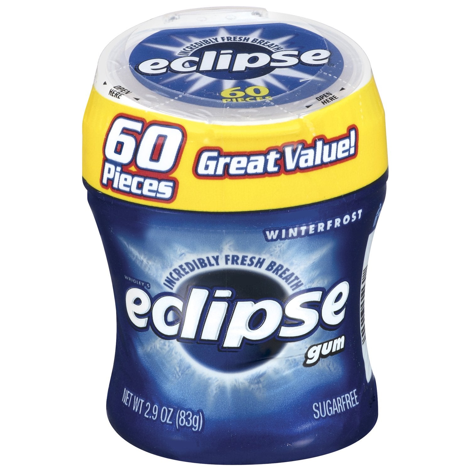 Eclipse Winterfrost Sugarfree Gum, 60 Piece Bottle