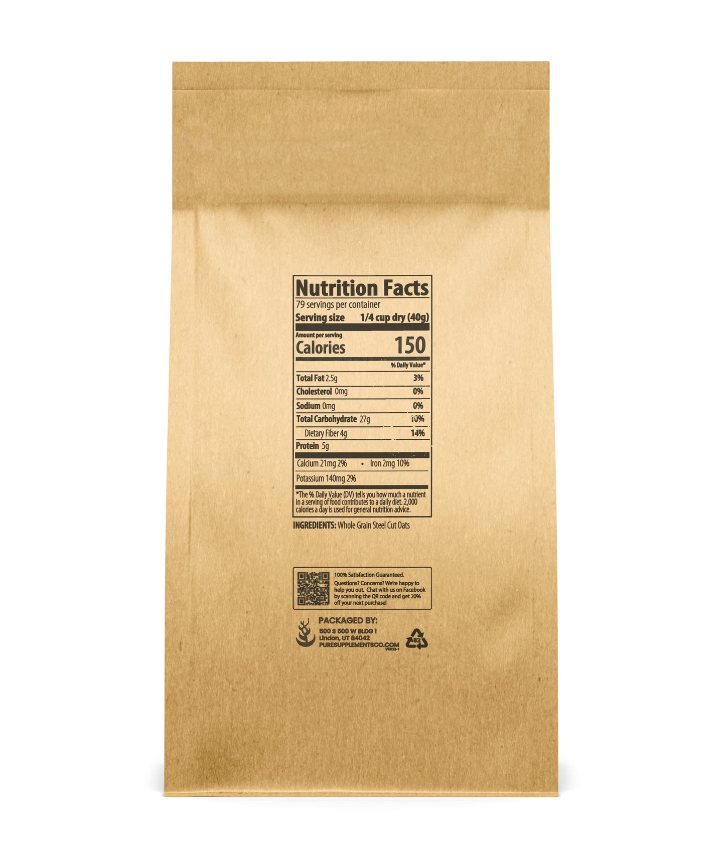 Pure Original Ingredients Steel Cut Oats (7 Lb) Irish Oatmeal, Eco-Friendly Packaging