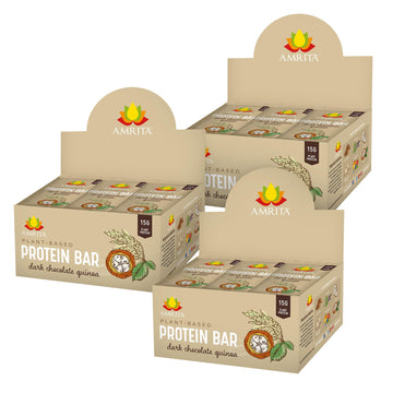 Amrita Dark Chocolate Quinoa Vegan Protein Bars - Peanut/Dairy Free, Soy & Gluten Free - 15G Of Plant Based Protein Bars - High 