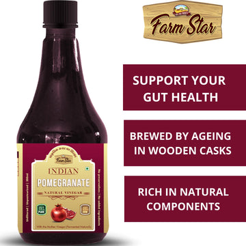 Farm Star Pomegranate Vinegar|Fermented,Raw,Unfiltered Anar Vinegar(300Ml)
