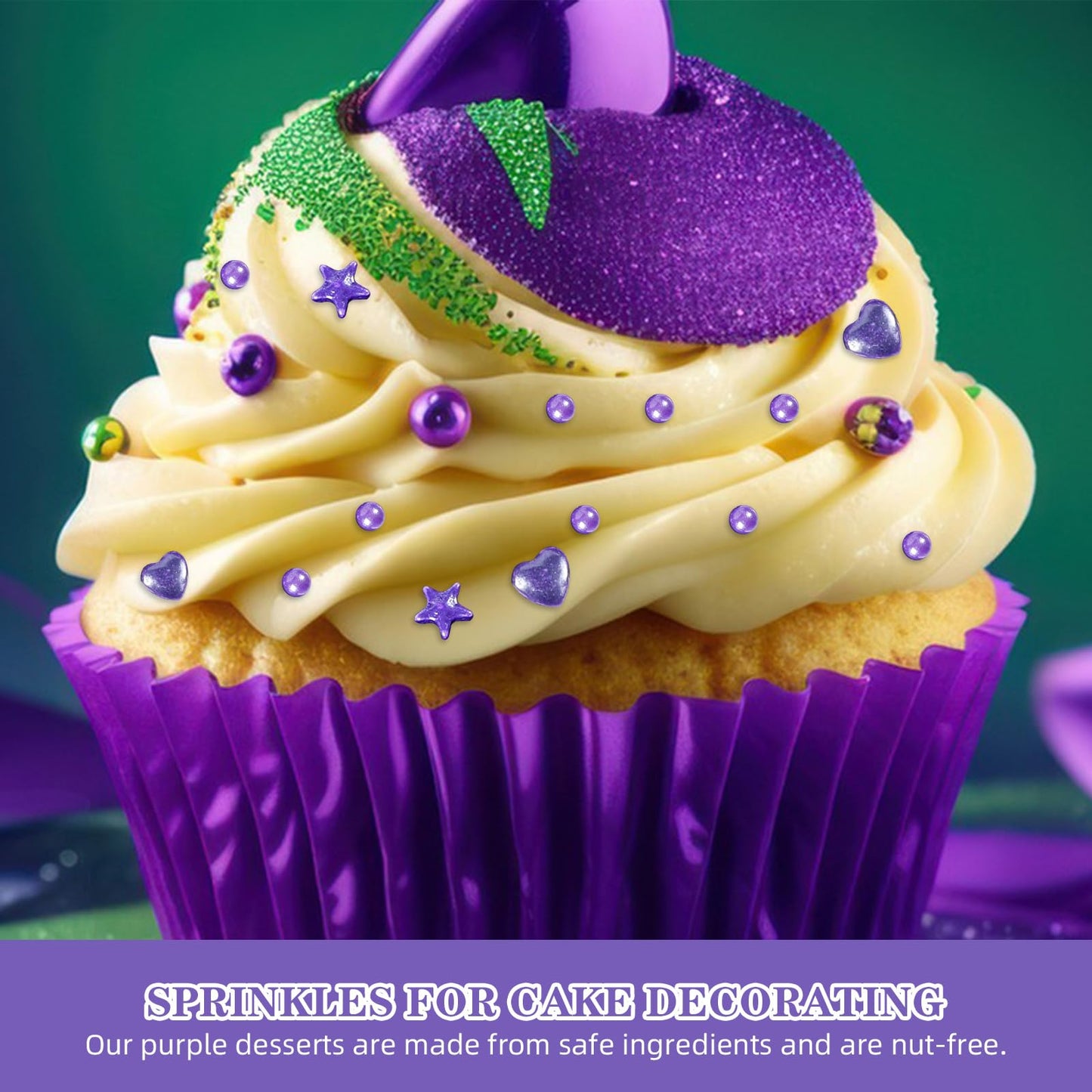 Kasvan Edible Pearl Sugar Sprinkles, Purple Sprinkles For Cake Decorating, 230G/8.1Oz, Ice Cream Toppings And Cookie Decorating,