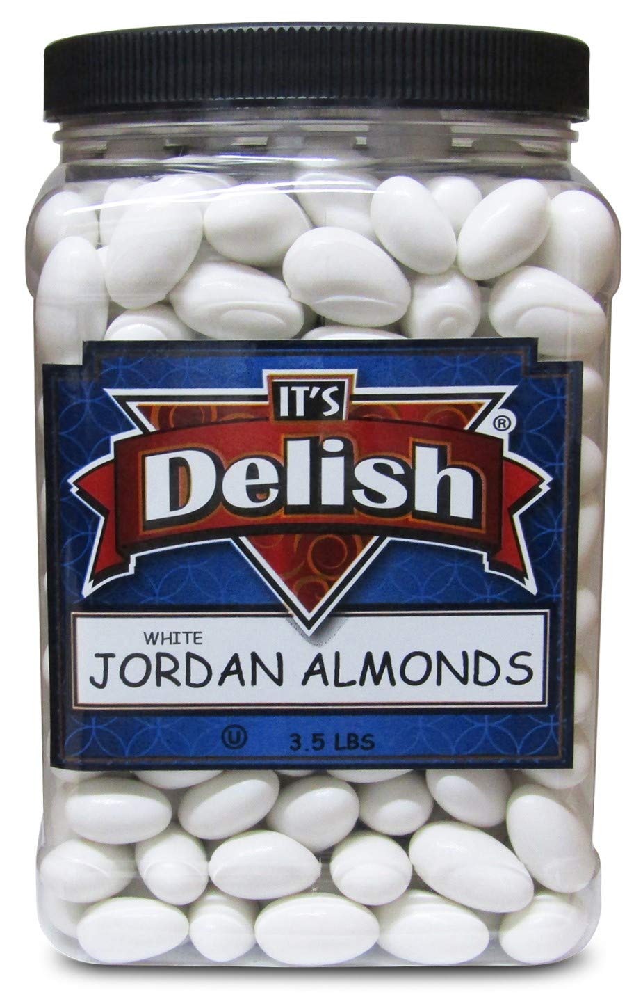 Sugar Free White Jordan Almonds By Its Delish, 3.5 Lbs Jumbo Container | Candied Almond Nut With Hard Candy Coating | No Sugar A