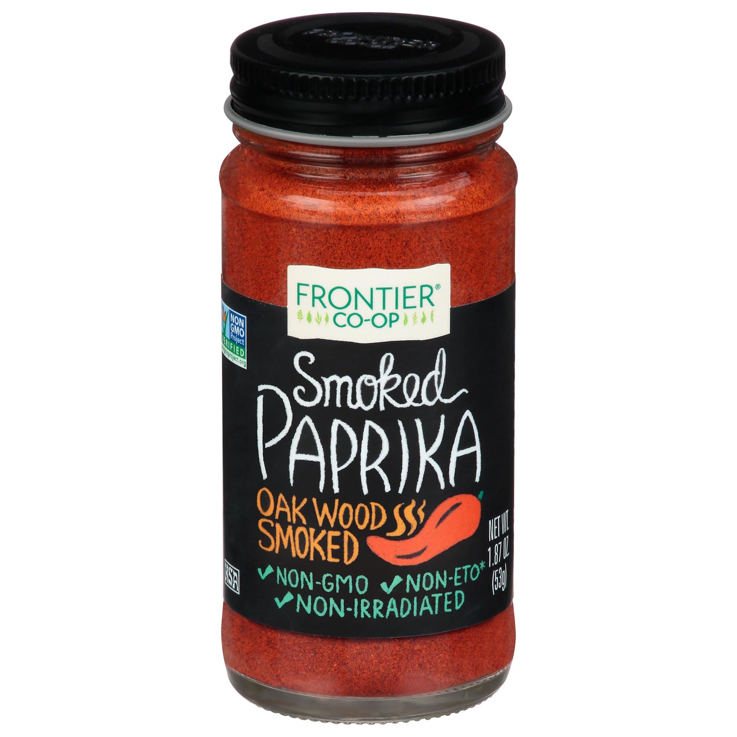Frontier Co-op Smoked Paprika, 1.87 Ounce, Oak Wood Smoked & Ground Spanish Paprika, Deep Smokey Flavor, Kosher