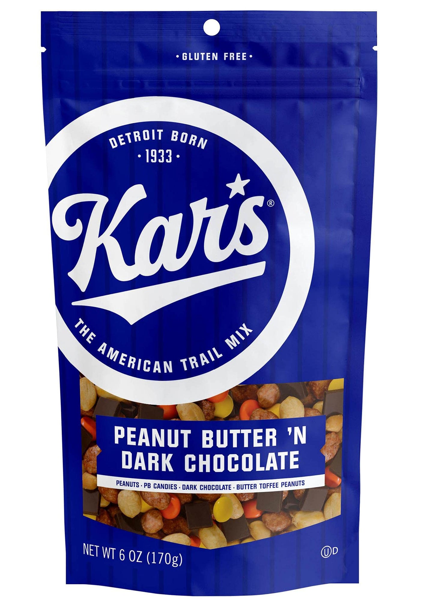 Kars Nuts Peanut Butter N Dark Chocolate Trail Mix - 6 oz Resealable Pouches, Pack of 6 - Gluten-Free Snack Mix
