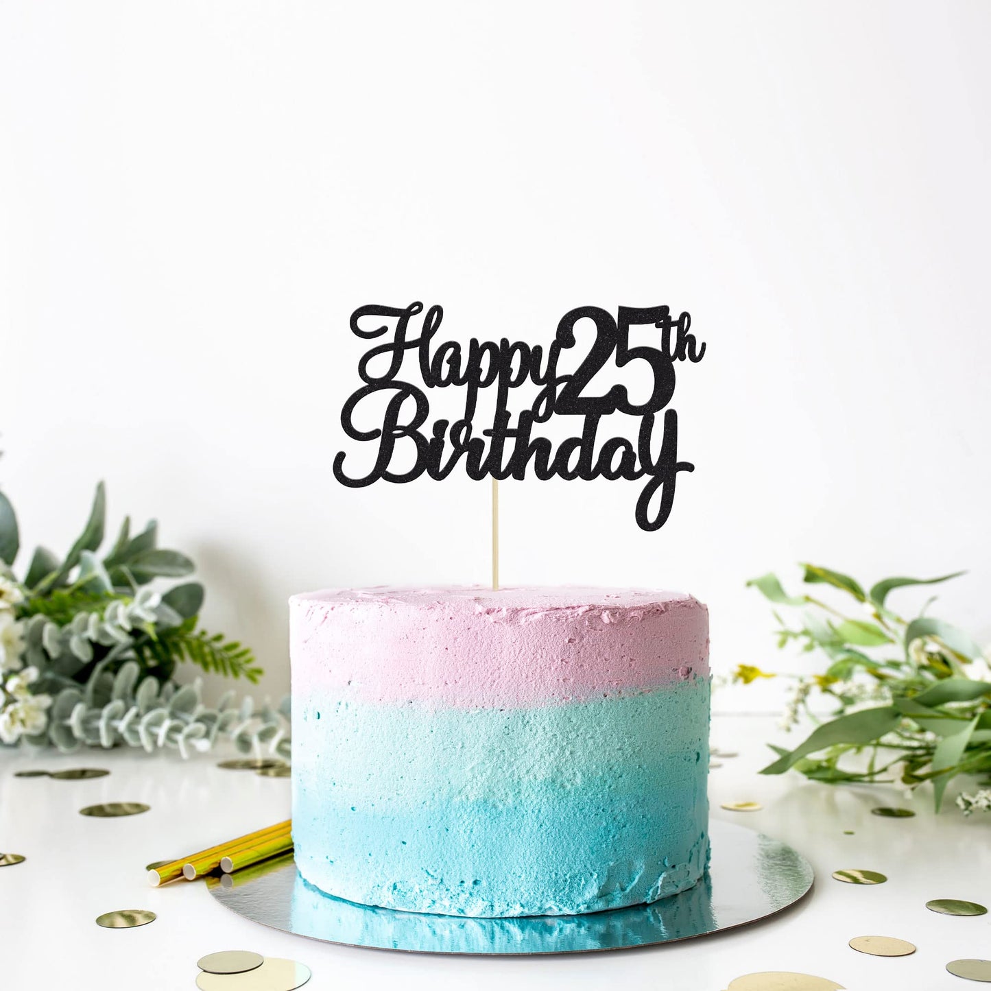 Gyufise 1Pc Happy 25Th Birthday Cake Topper Glitter 25Th Birthday Cake Pick Cheers To 25 Years Old Twenty Five Fabulous Cake Dec