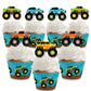 Big Dot of Happiness Monster Truck Cupcake Decoration Kit, Set of 24, Blue, Green, Orange, White, Model BT8111tpk