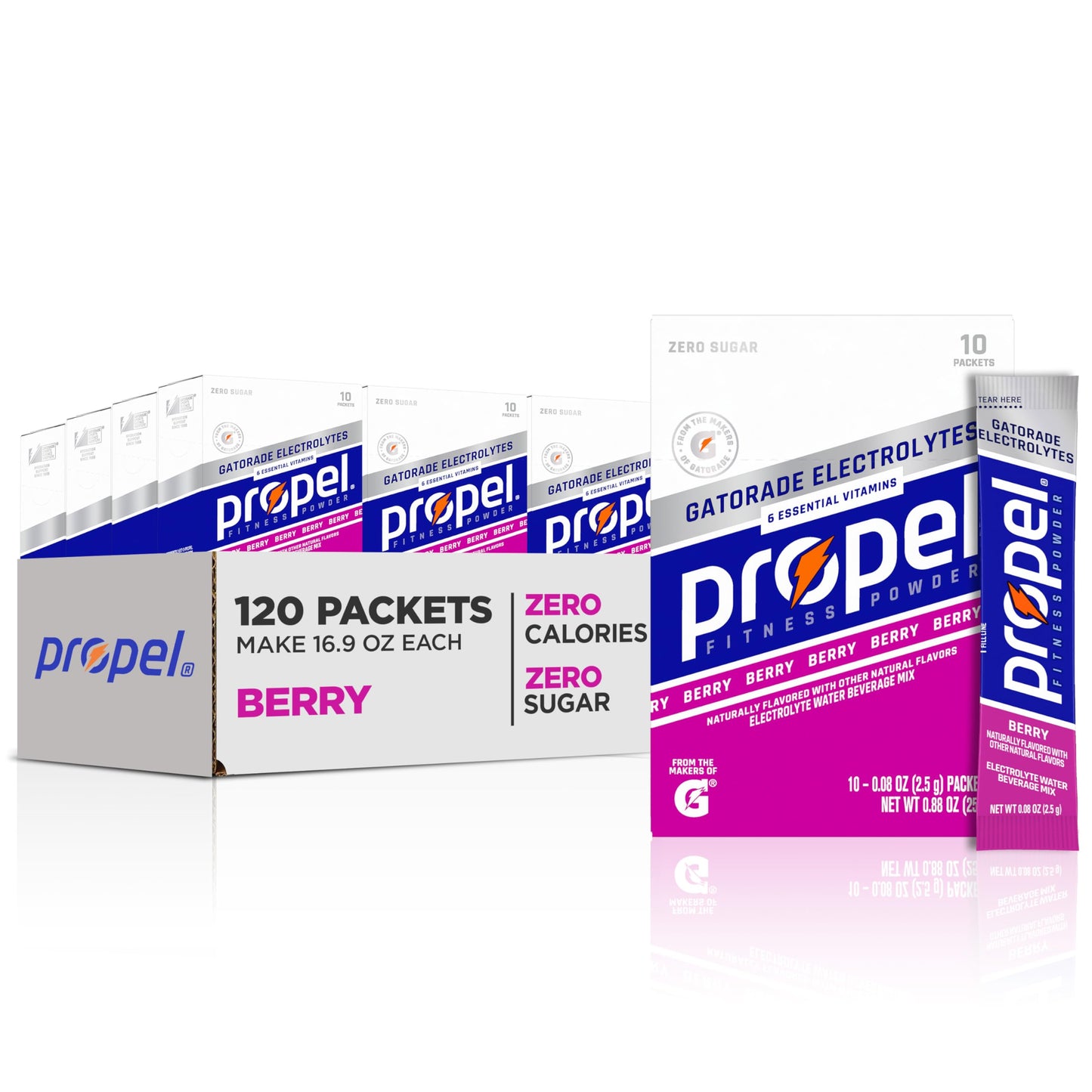 Propel Electrolyte Enhanced Water Drink Mix Powder Packets, Berry, Zero Calorie & Zero Sugar Hydration with Electrolytes and Vit