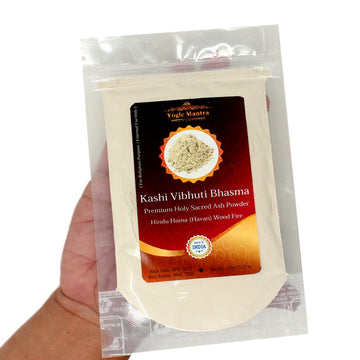 Yogic Mantra Kashi Vibhuti Powder Holy Ash Powder (100 g / 3.52 oz Sacred Ash Resealable Pouch Pack) Energized Vibhuti Bhasma fo