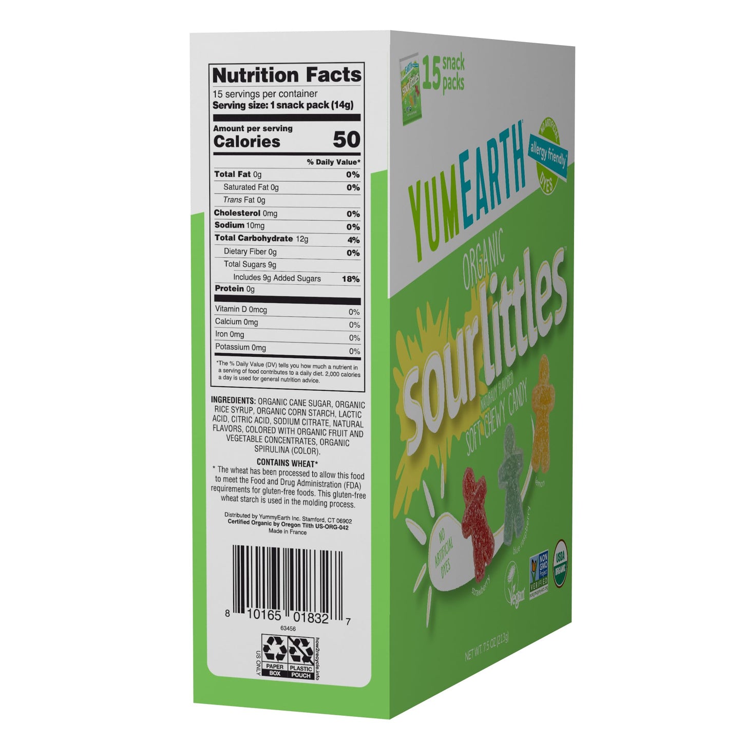 YumEarth Organic Sour Littles Chewy Candy - Allergy Friendly (Top 9 Free), No Artificial Dyes, Non GMO, Gluten Free, Vegan Candy