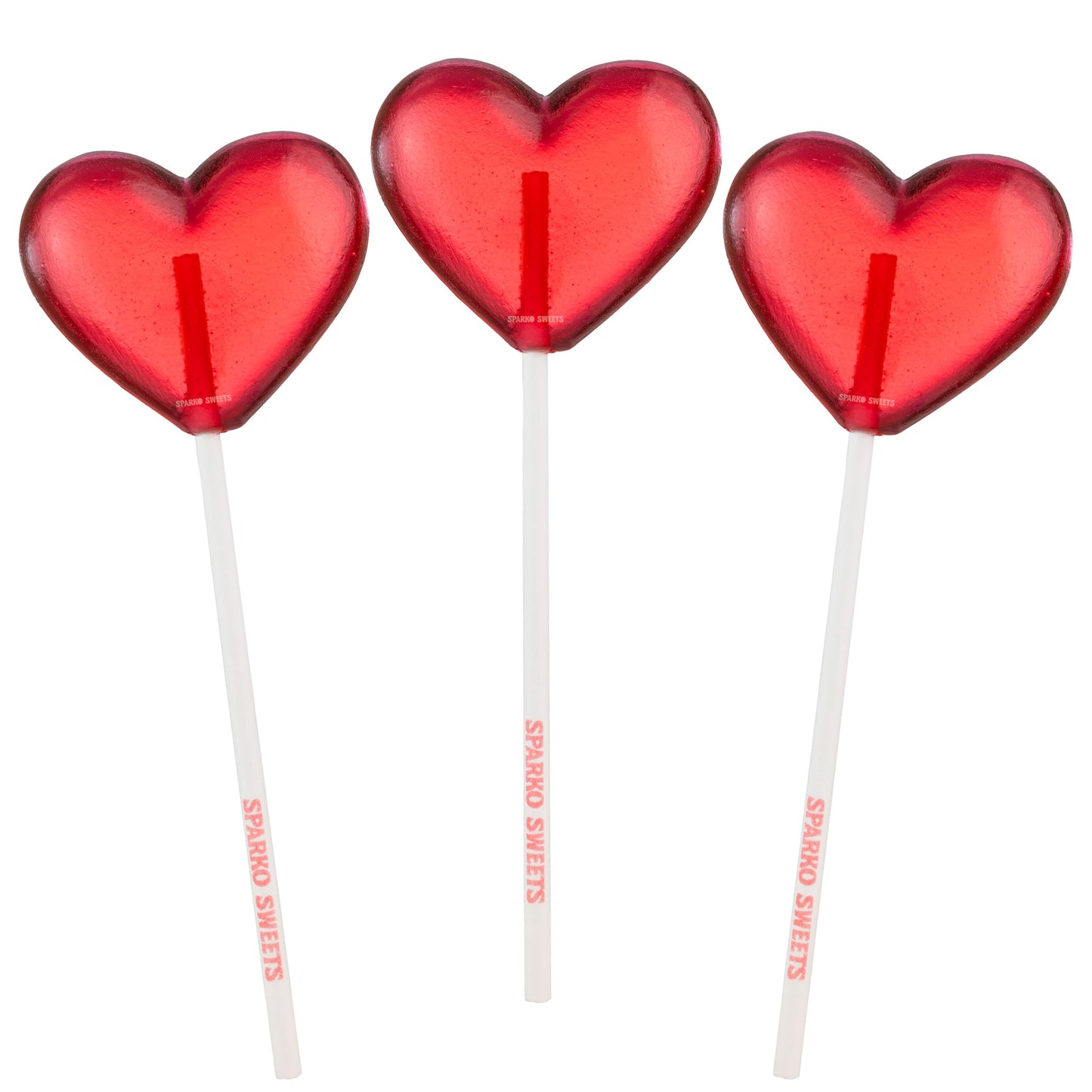 Sparko Sweets Red Heart Lollipops, Cherry Flavor, 2-inch Diameter, Individually Wrapped, 5.5 Inch Tall - Ideal for Parties, Wedd