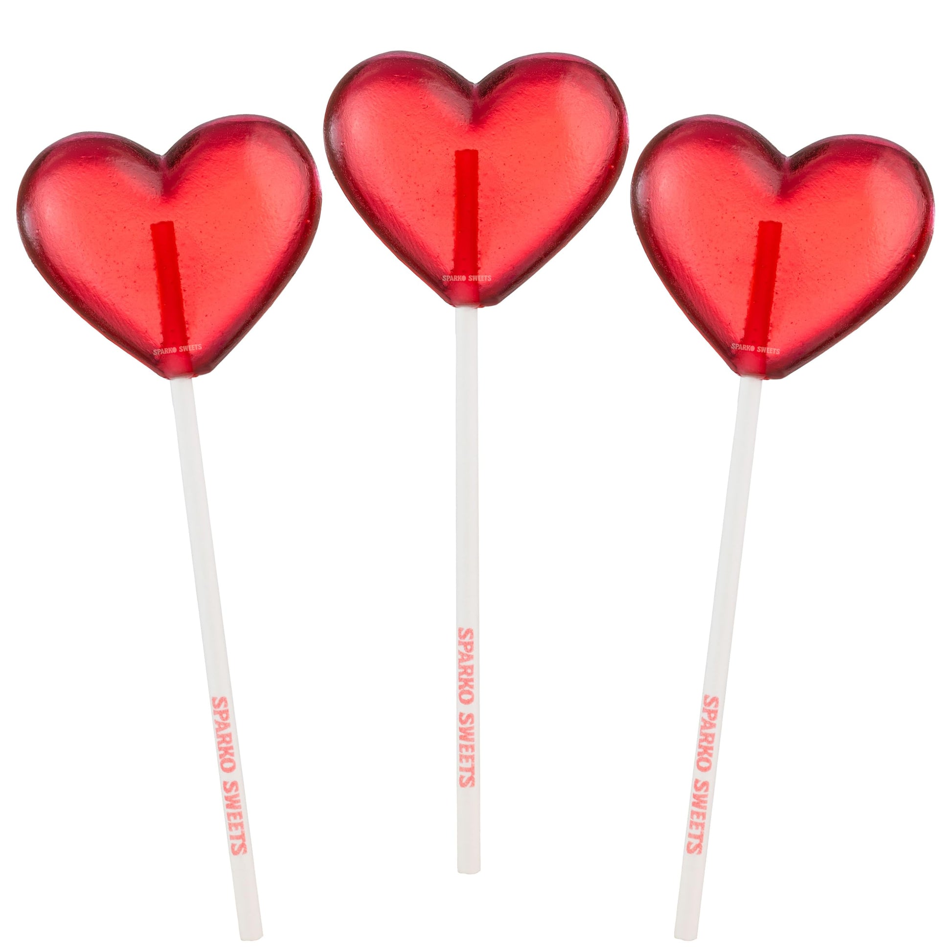Sparko Sweets Red Heart Lollipops, Cherry Flavor, 2-inch Diameter, Individually Wrapped, 5.5 Inch Tall - Ideal for Parties, Wedd
