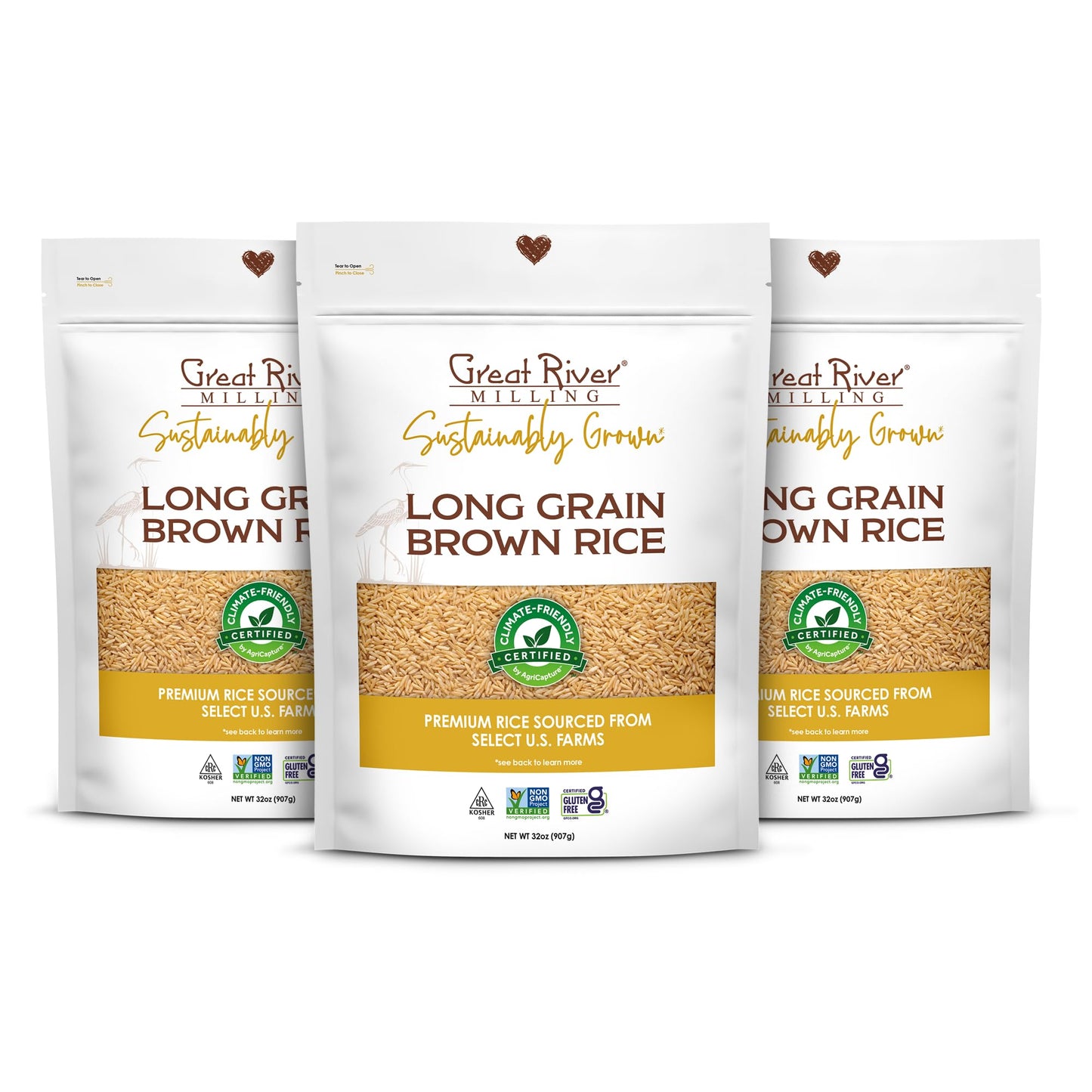 Great River Milling Climate Friendly Brown Rice, Long Grain Brown Rice Cooker Ready, Gluten Free, Vegan, Kosher, Vegetarian, Non