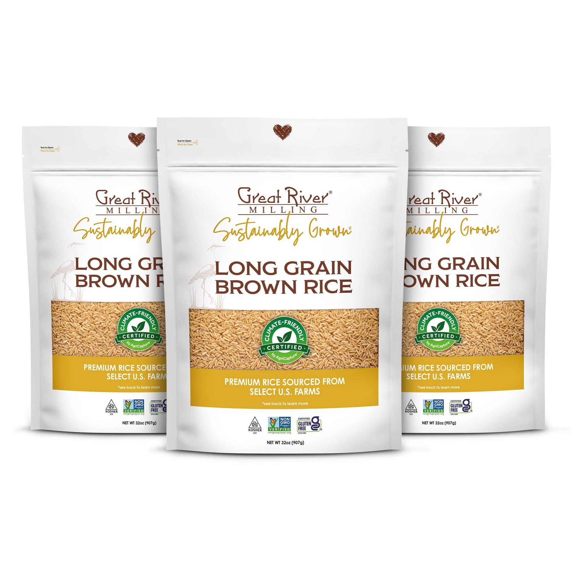 Great River Milling Climate Friendly Brown Rice, Long Grain Brown Rice Cooker Ready, Gluten Free, Vegan, Kosher, Vegetarian, Non