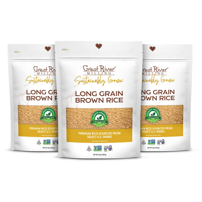 Great River Milling Climate Friendly Brown Rice, Long Grain Brown Rice Cooker Ready, Gluten Free, Vegan, Kosher, Vegetarian, Non