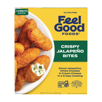 Feel Good Foods Crispy Jalapeno Popper Bites | Gluten-Free Frozen Appetizer Stuffed with Cream Cheese in Crispy Breading | 8oz