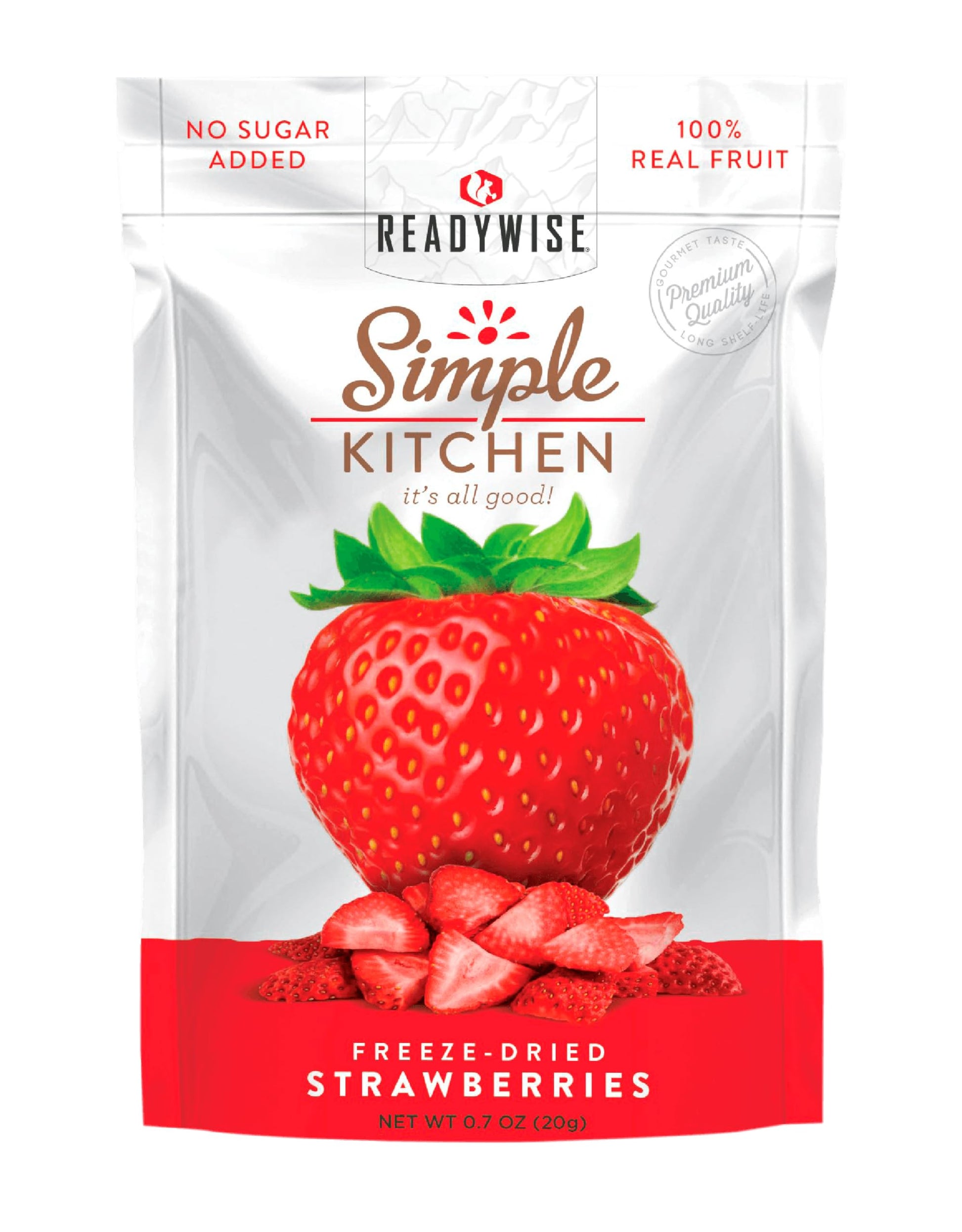 Readywise - Simple Kitchen, Freeze-Dried Strawberries, Pack Of 1, Vegetarian, Gluten Free, Snacks, Strawberries, Dried Fruit, Pr
