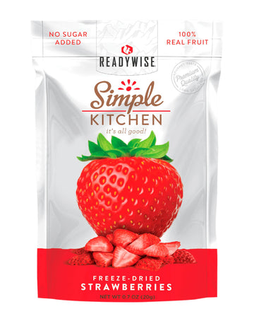 Readywise - Simple Kitchen, Freeze-Dried Strawberries, Pack Of 1, Vegetarian, Gluten Free, Snacks, Strawberries, Dried Fruit, Pr