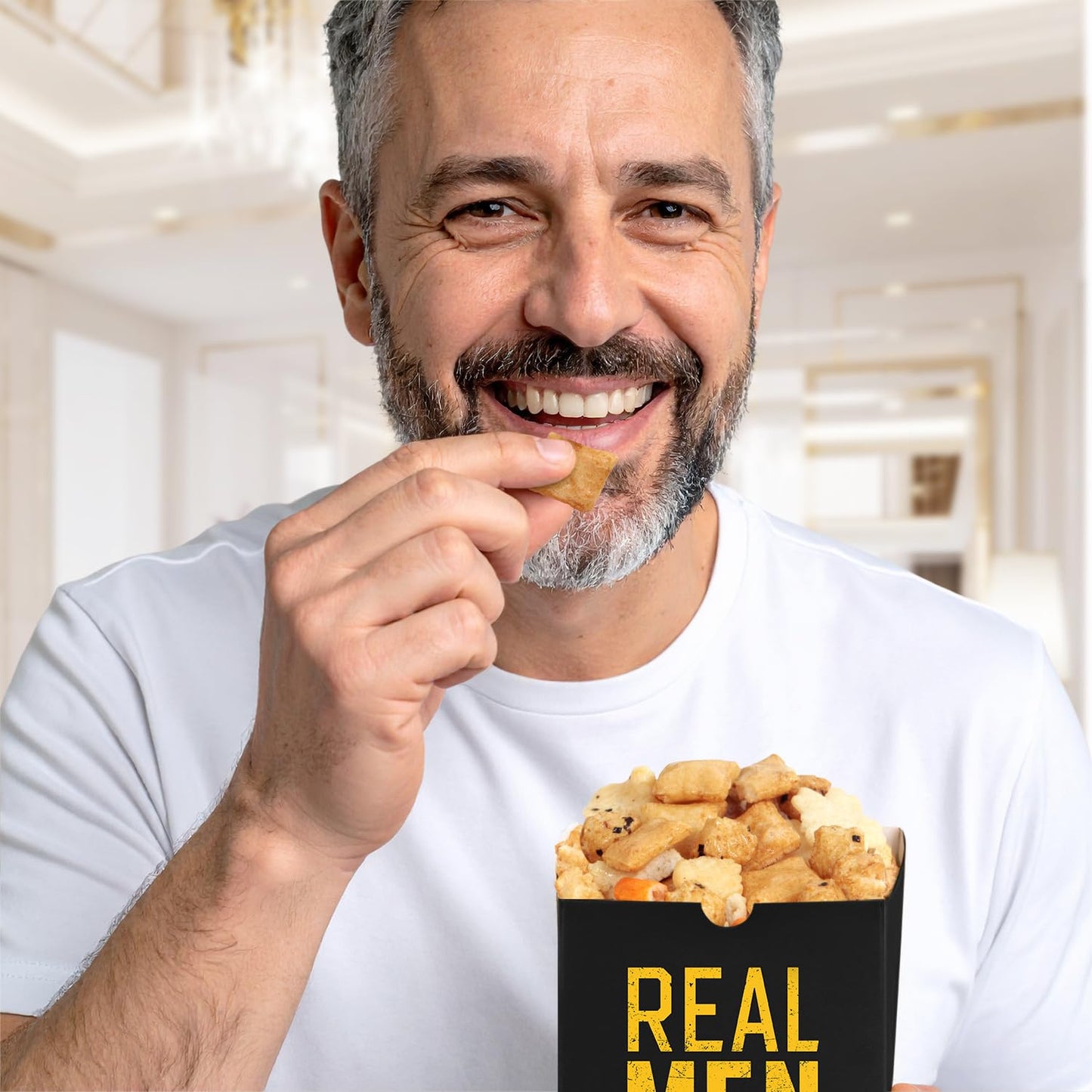 Mens Nut Gifts Box, Featuring Spicy Peanuts, Rice  Ers And Banana Chips In 3 Cube Boxes, Ideal Gift For Men.