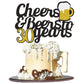 Cheers To 30 Years Cake Topper, Happy 30Th Birthday Cake Topper, 30Th Anniversary Thirty Birthday Party Supplies Black And Gold