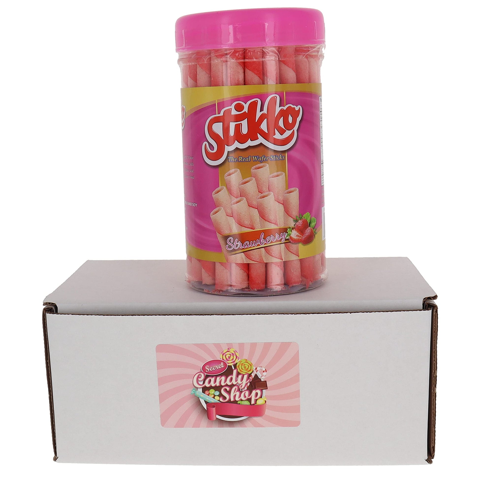 Stikko Wafer Sticks Rolled Wafers In Jar (Strawberry)