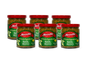 Mezzetta Artisan Ingredients Basil Pesto 6.25 Ounce Jar- Traditional Italian Pesto alla Genovese with Fresh Basil, Parmesan & Pine Nuts - Rich & Savory Sauce for Pork, Pasta & More (Pack of 6)