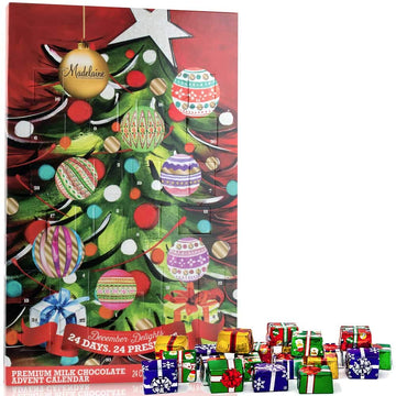 Madelaine 2025 Christmas Advent Calendar - Chocolate & Candy Christmas Countdown for Kids  Women  Men  Teen Girls & Boys - Holiday  Advent Calendars - Christmas Tree - 8 Oz