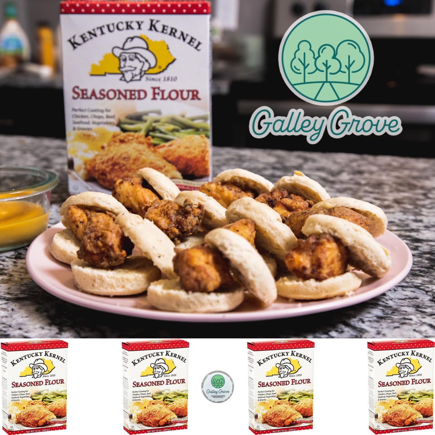 Kentucky Kernel Seasoned Flour Mix Coating Bulk 10 Oz (4-Pack), 40 Total Ounces, Chicken, Chops, Beef, Seafood, Vegetables, Frie