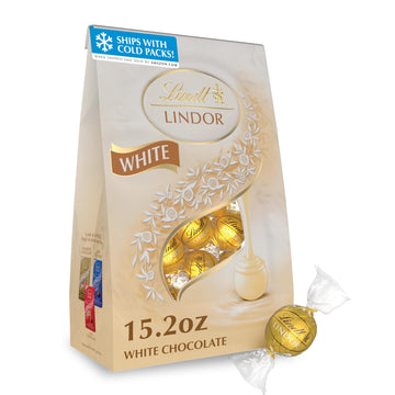 Lindt LINDOR White Chocolate Candy Truffles, White Chocolate Candy with Smooth, Melting Truffle Center, 15.2 oz. Bag
