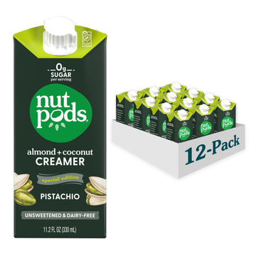 nutpods Dairy-Free Creamer, Unsweetened Pistachio, Vegan, Gluten-Free, 11.2 Fl Oz (Pack of 12)